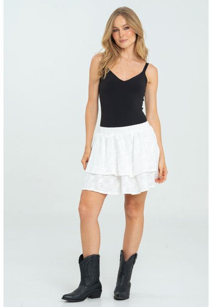 Falda Corta Algodon Blanco Ragged Pf11320498