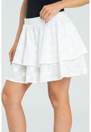 Falda Corta Algodon Blanco Ragged Pf11320498