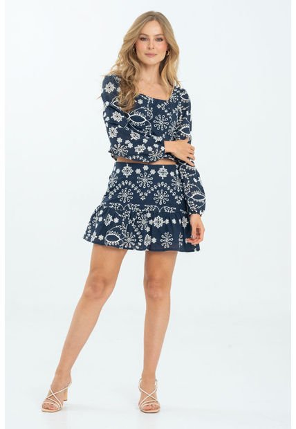 Falda Corta Ojalillo Azul Ragged Pf11320503