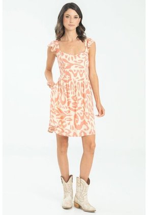 Vestido Corto Kaphelet Naranja Ragged Pf11511362