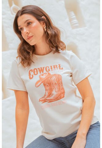 Camiseta Cowgirl Boots Blanco Ragged Pf21120100 Ragged