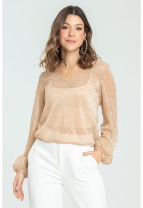 Blusa Silver Plisada Beige Ragged Pf11112854