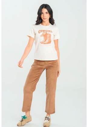 Camiseta Cowgirl Boots Blanco Ragged Pf21120100