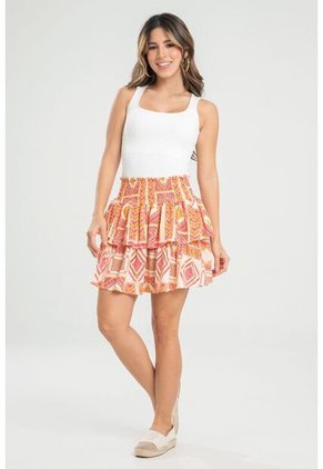 Falda Corta Chain Beige Ragged Pf31320349