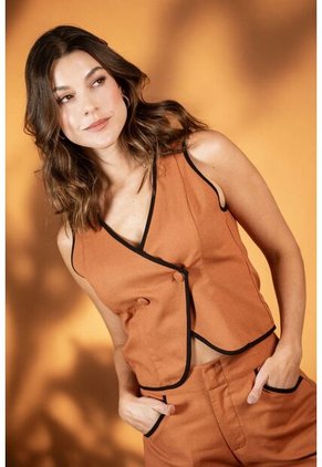 Chaleco Harper Café Ragged Pf11150038