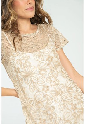 Vestido Corto Chloe Beige Ragged Pf11511368