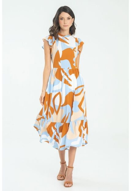 Vestido Largo Maxam Azul Ragged Pf11511363