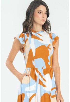 Vestido Largo Maxam Azul Ragged Pf11511363