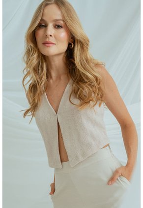 Chaleco Tejido Elena Beige Ragged Pf11150041