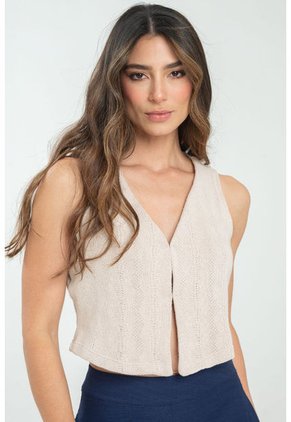Chaleco Tejido Elena Beige Ragged Pf11150041