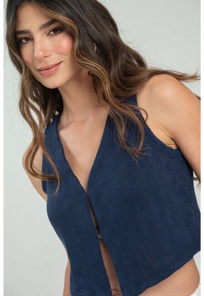 Chaleco Tejido Elena Azul Ragged Pf11150041