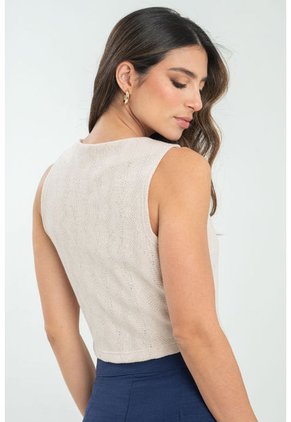 Chaleco Tejido Elena Beige Ragged Pf11150041