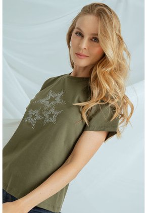 Camiseta Estrellas Verde Ragged Pf21120094