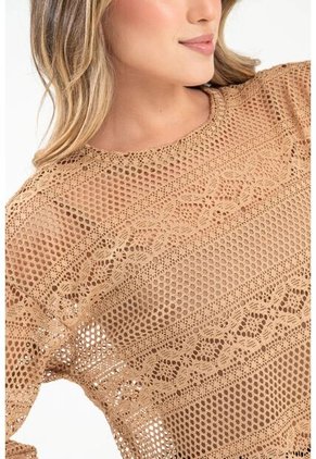 Blusa Kalhada Beige Ragged Pf31113469