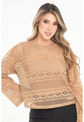 Blusa Kalhada Beige Ragged Pf31113469