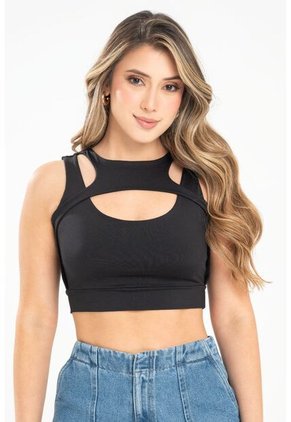 Crop Top Zhaya Negro Ragged Pf31122294
