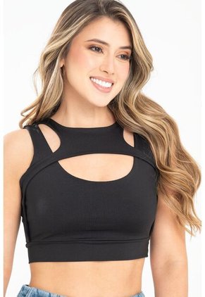 Crop Top Zhaya Negro Ragged Pf31122294
