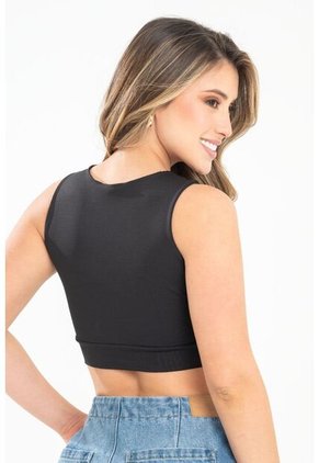 Crop Top Zhaya Negro Ragged Pf31122294