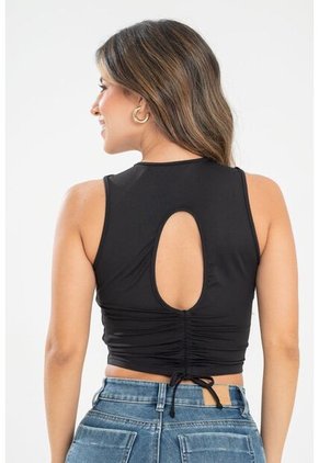 Crop Top French Negro Ragged Pf31122293