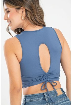 Crop Top French Azul Ragged Pf31122293
