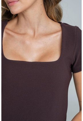 Vestido Rib Manga Corta Café Ragged Pf11511433