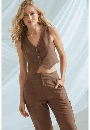 Chaleco Swirl Café Ragged Pf11150032