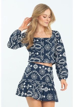 Falda Corta Ojalillo Azul Ragged Pf11320503