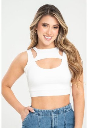 Crop Top Zhaya Blanco Ragged Pf31122294