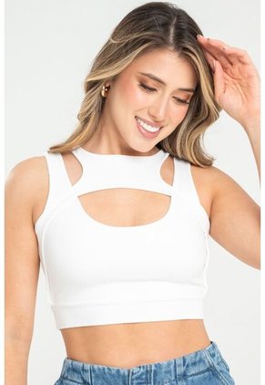 Crop Top Zhaya Blanco Ragged Pf31122294