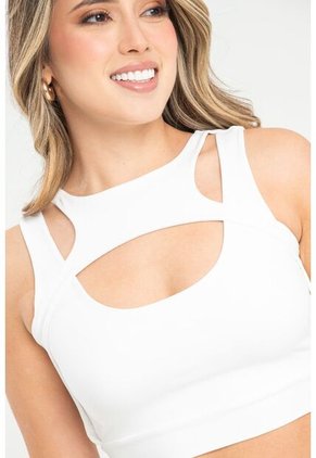 Crop Top Zhaya Blanco Ragged Pf31122294