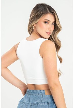 Crop Top Zhaya Blanco Ragged Pf31122294