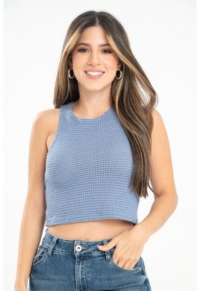 Top Tejido Galleta Azul Ragged Pf31122302