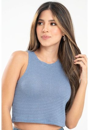 Top Tejido Galleta Azul Ragged Pf31122302