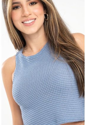 Top Tejido Galleta Azul Ragged Pf31122302