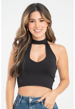 Crop Top Hamei Negro Ragged Pf31122307