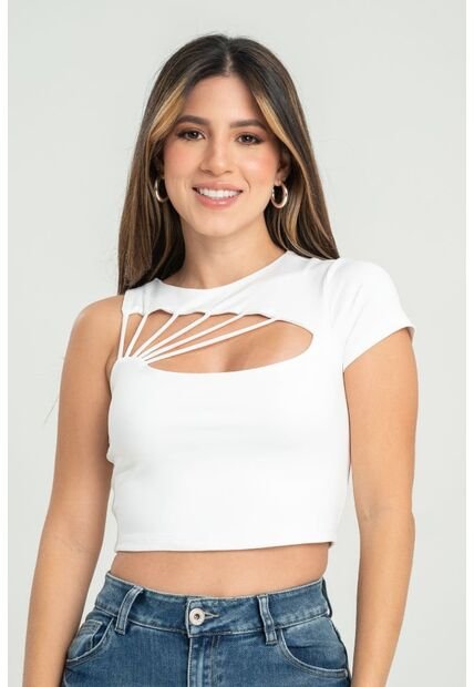 Crop Top Khlara Blanco Ragged Pf31122308