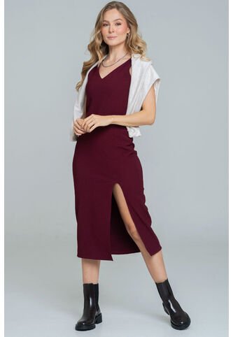 Vestido Punto Midi Rojo Ragged Pf11511345 Ragged