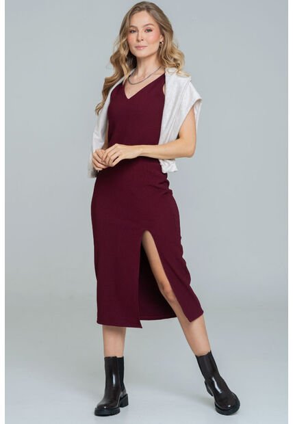 Vestido Punto Midi Rojo Ragged Pf11511345