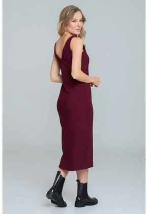 Vestido Punto Midi Rojo Ragged Pf11511345