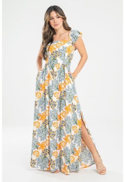 Vestido Largo Harlize Blanco Ragged Pf31511459