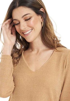 Top Glow Manga Larga Beige Ragged Pf12120218