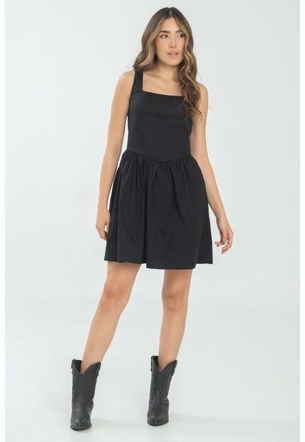 Vestido Corto Mhaxam Negro Ragged Pf11511372