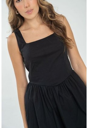 Vestido Corto Mhaxam Negro Ragged Pf11511372