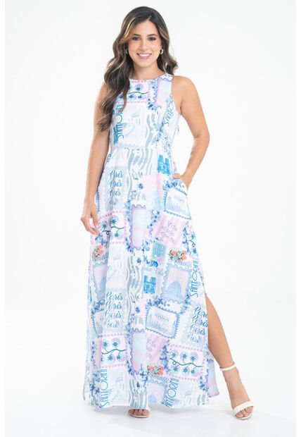Vestido Dolce Azul Ragged Pf31511544