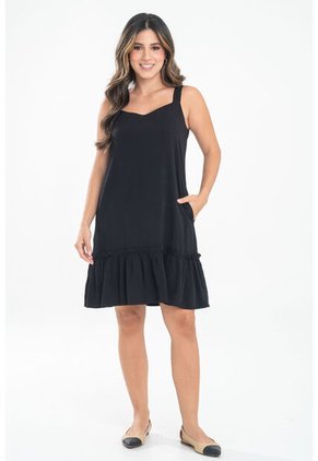 Vestido Corto Evhie Negro Ragged Pf31511542