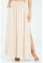 Falda Larga Abertura Beige Ragged Pf17320008 de Ragged