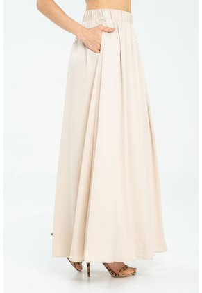 Falda Larga Abertura Beige Ragged Pf17320008