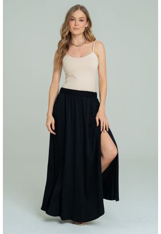 Falda Larga Abertura Negro Ragged Pf17320008 Ragged