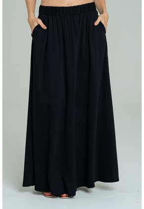 Falda Larga Abertura Negro Ragged Pf17320008
