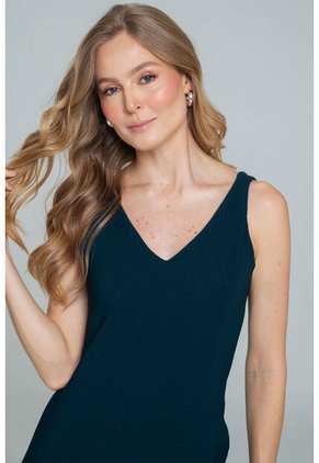 Vestido Punto Midi Verde Ragged Pf11511345